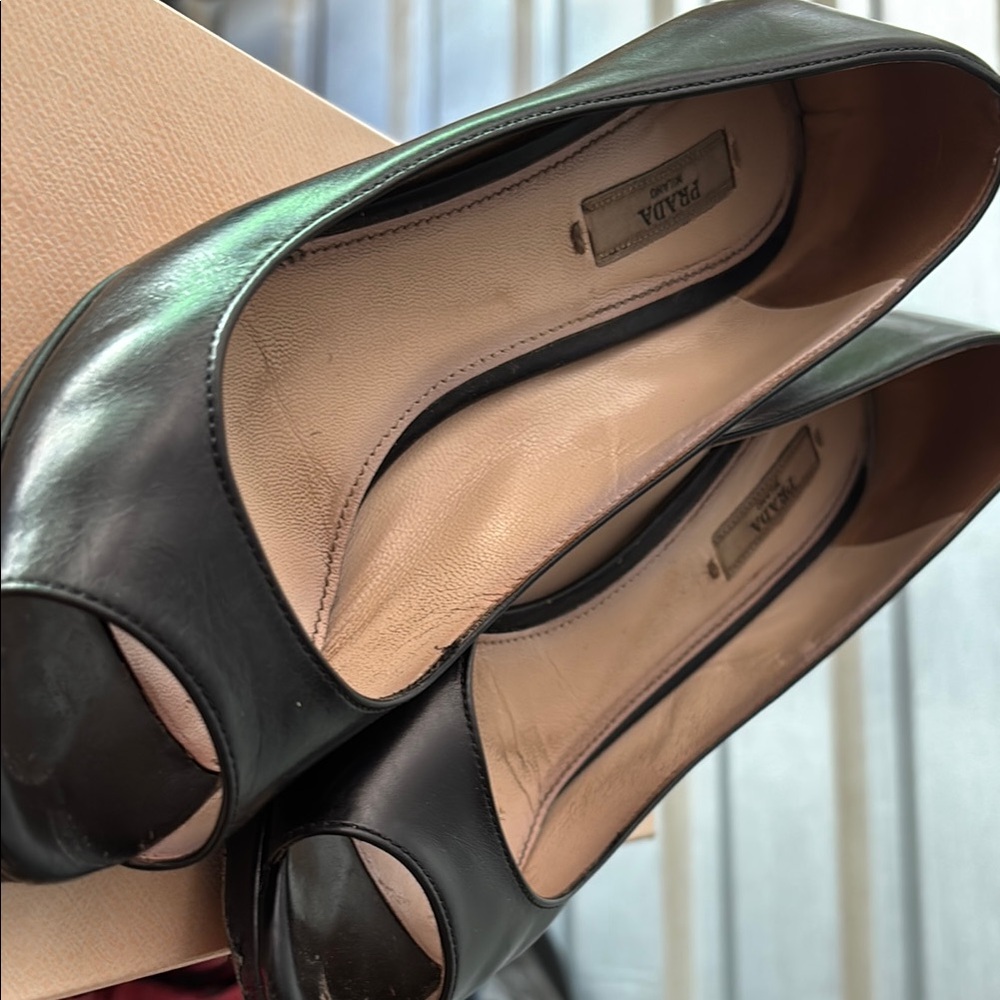 Prada Black Peep-Toe Women's Shoes